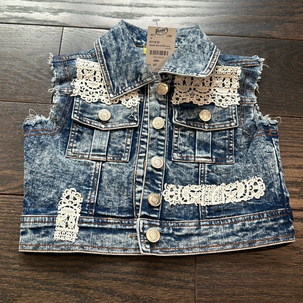Little Mass Denim Vest w/Lace Size 4T